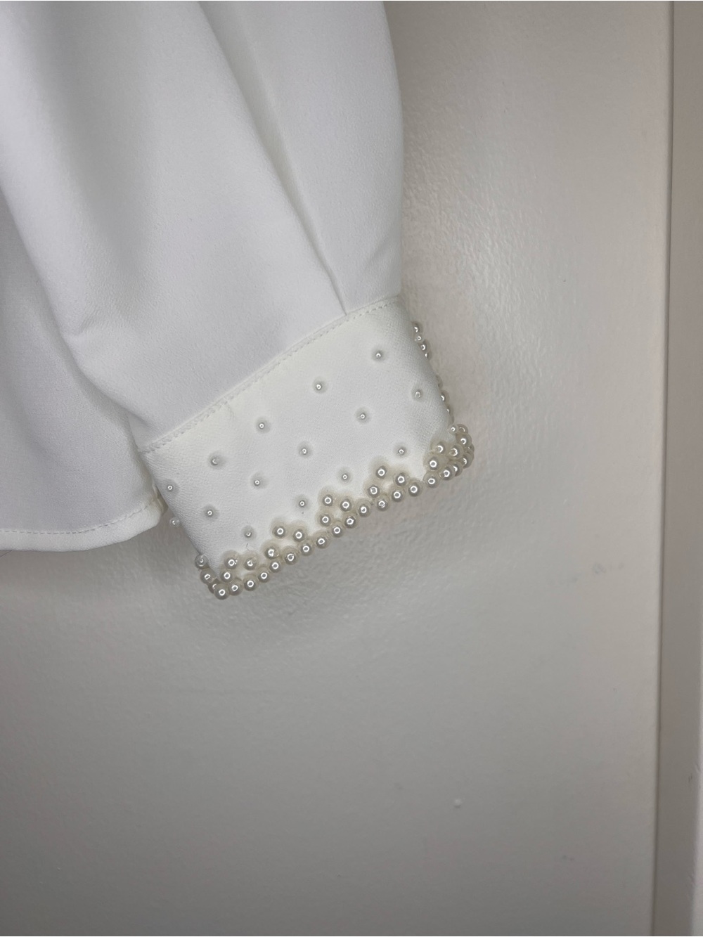 Alfred Dunner Petite Pearl Collar Blouse White Button Up Preppy Chic - Picture 9 of 11